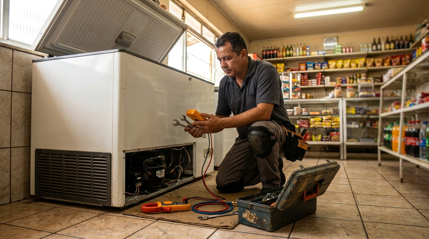 Técnico de conserto de freezer em residência em Azteca, Governador Valadares‑MG